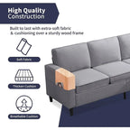 Canapé d'angle moderne 3 places Mixoy 78 pouces avec pouf