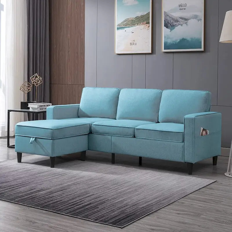Canapé d'angle moderne 3 places Mixoy 78 pouces avec pouf