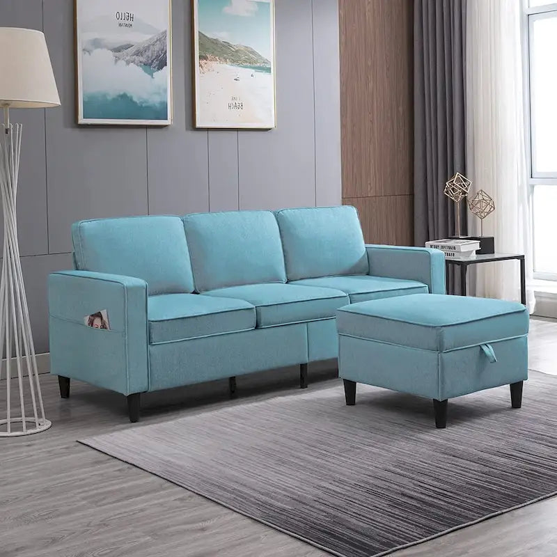 Canapé d'angle moderne 3 places Mixoy 78 pouces avec pouf