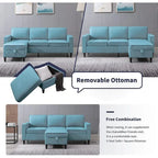 Canapé d'angle moderne 3 places Mixoy 78 pouces avec pouf