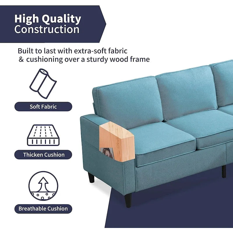 Canapé d'angle moderne 3 places Mixoy 78 pouces avec pouf