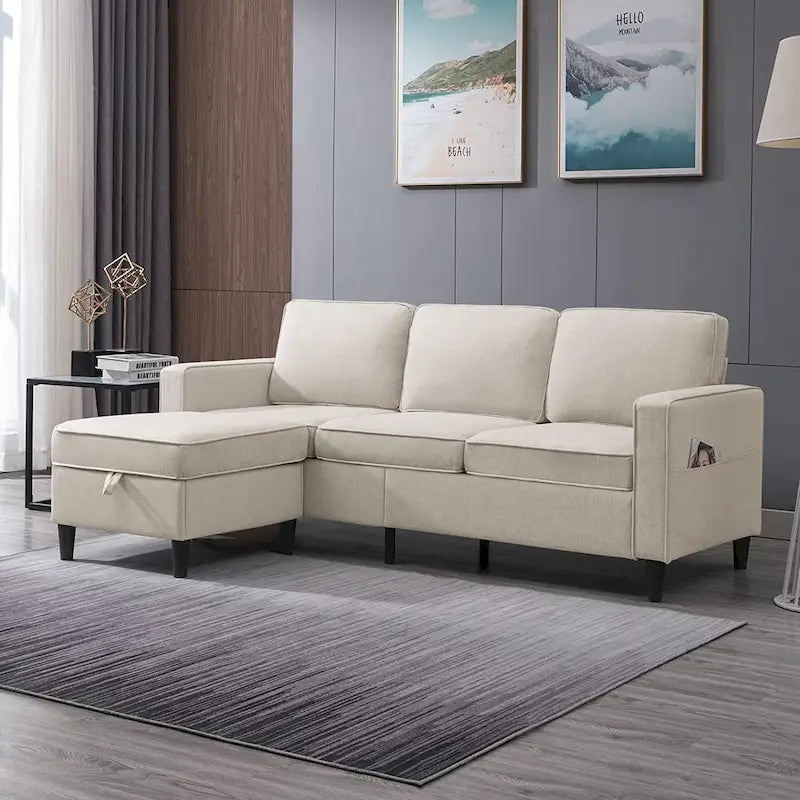 Canapé d'angle moderne 3 places Mixoy 78 pouces avec pouf