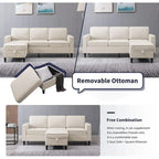 Canapé d'angle moderne 3 places Mixoy 78 pouces avec pouf