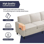 Canapé d'angle moderne 3 places Mixoy 78 pouces avec pouf