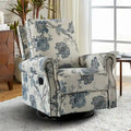 Fauteuil inclinable pivotant à bascule Roderich Farmhouse à imprimé floral et accoudoirs roulés par HULALA HOME