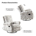Fauteuil inclinable pivotant à bascule Roderich Farmhouse à imprimé floral et accoudoirs roulés par HULALA HOME