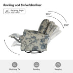 Fauteuil inclinable pivotant à bascule Roderich Farmhouse à imprimé floral et accoudoirs roulés par HULALA HOME