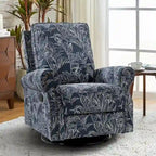 Fauteuil inclinable pivotant à bascule Roderich Farmhouse à imprimé floral et accoudoirs roulés par HULALA HOME
