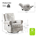 Fauteuil inclinable pivotant à bascule Roderich Farmhouse à imprimé floral et accoudoirs roulés par HULALA HOME