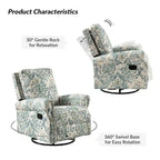 Fauteuil inclinable pivotant à bascule Roderich Farmhouse à imprimé floral et accoudoirs roulés par HULALA HOME