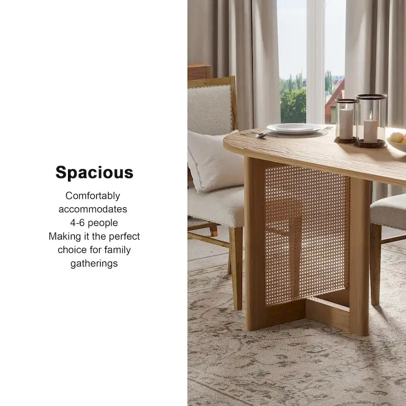 Table de salle à manger ovale Wooakway en bois massif de 170 cm (67 pouces) pour 6 à 8 personnes, style nordique