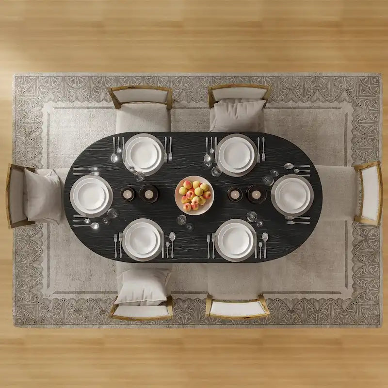 Table de salle à manger ovale Wooakway en bois massif de 170 cm (67 pouces) pour 6 à 8 personnes, style nordique