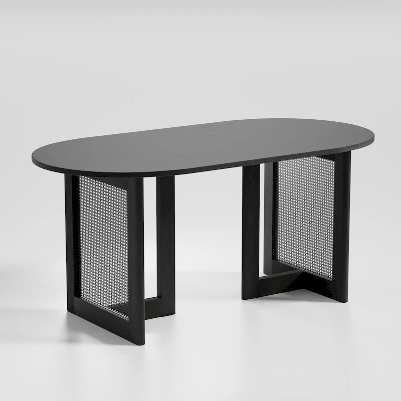 Table de salle à manger ovale Wooakway en bois massif de 170 cm (67 pouces) pour 6 à 8 personnes, style nordique