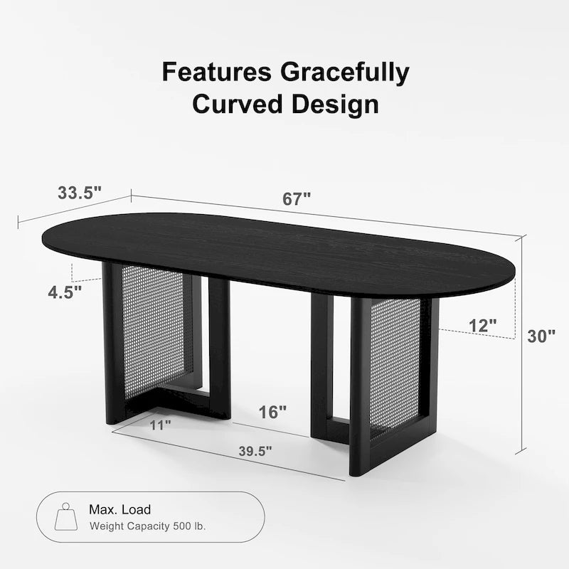 Table de salle à manger ovale Wooakway en bois massif de 170 cm (67 pouces) pour 6 à 8 personnes, style nordique