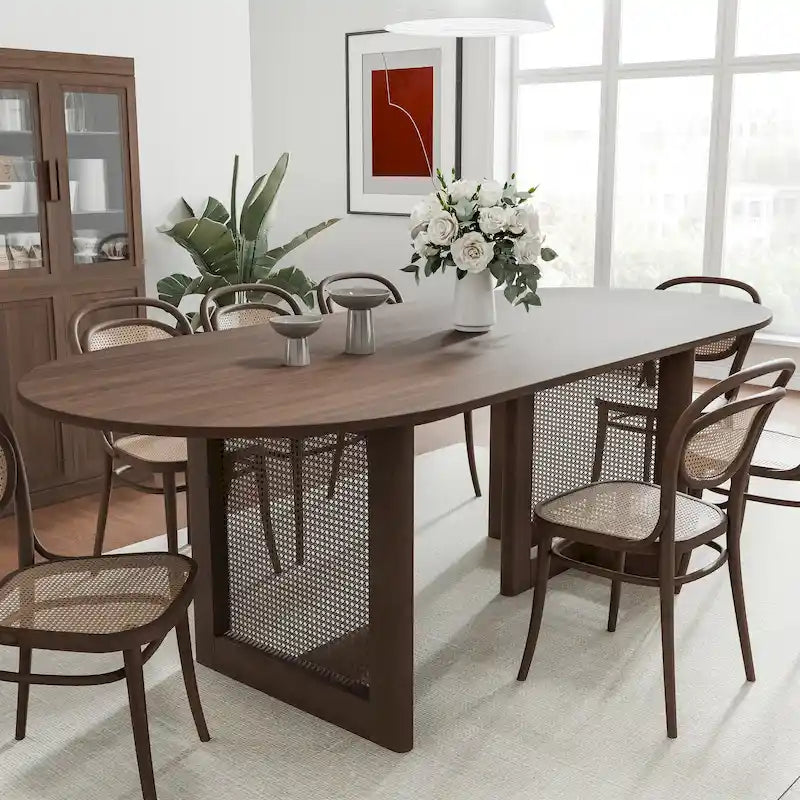 Table de salle à manger ovale Wooakway en bois massif de 170 cm (67 pouces) pour 6 à 8 personnes, style nordique