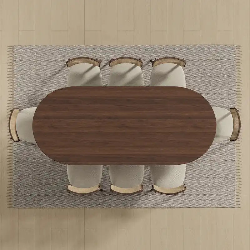 Table de salle à manger ovale Wooakway en bois massif de 170 cm (67 pouces) pour 6 à 8 personnes, style nordique