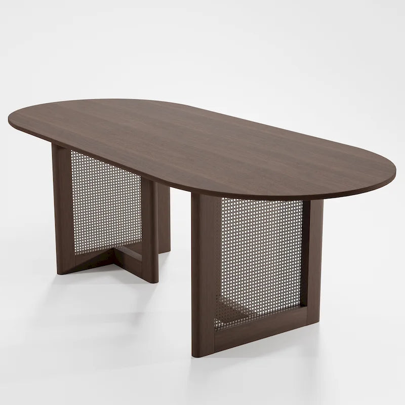Table de salle à manger ovale Wooakway en bois massif de 170 cm (67 pouces) pour 6 à 8 personnes, style nordique