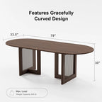 Table de salle à manger ovale Wooakway en bois massif de 170 cm (67 pouces) pour 6 à 8 personnes, style nordique