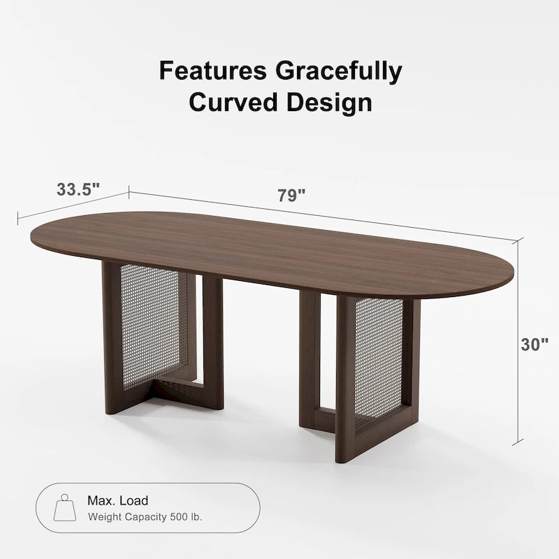 Table de salle à manger ovale Wooakway en bois massif de 170 cm (67 pouces) pour 6 à 8 personnes, style nordique