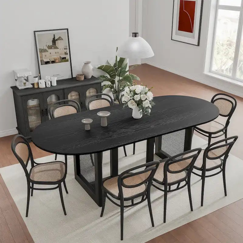 Table de salle à manger ovale Wooakway en bois massif de 170 cm (67 pouces) pour 6 à 8 personnes, style nordique