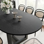 Table de salle à manger ovale Wooakway en bois massif de 170 cm (67 pouces) pour 6 à 8 personnes, style nordique