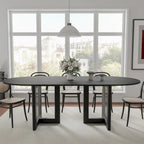 Table de salle à manger ovale Wooakway en bois massif de 170 cm (67 pouces) pour 6 à 8 personnes, style nordique
