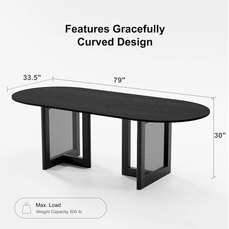 Table de salle à manger ovale Wooakway en bois massif de 170 cm (67 pouces) pour 6 à 8 personnes, style nordique