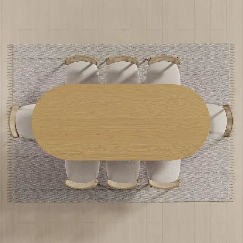 Table de salle à manger ovale Wooakway en bois massif de 170 cm (67 pouces) pour 6 à 8 personnes, style nordique