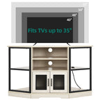 Meuble TV d'angle style ferme, console multimédia pour téléviseurs jusqu'à 55 pouces avec prise électrique