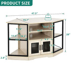 Meuble TV d'angle style ferme, console multimédia pour téléviseurs jusqu'à 55 pouces avec prise électrique