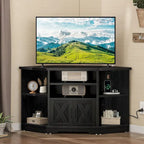 Meuble TV d'angle style ferme, console multimédia pour téléviseurs jusqu'à 55 pouces avec prise électrique