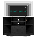 Meuble TV d'angle style ferme, console multimédia pour téléviseurs jusqu'à 55 pouces avec prise électrique