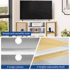 Meuble TV d'angle style ferme, console multimédia pour téléviseurs jusqu'à 55 pouces avec prise électrique