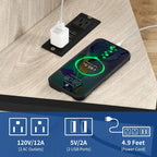 Meuble TV d'angle style ferme, console multimédia pour téléviseurs jusqu'à 55 pouces avec prise électrique
