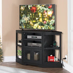 Meuble TV d'angle style ferme, console multimédia pour téléviseurs jusqu'à 55 pouces avec prise électrique