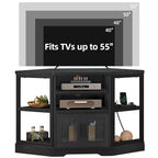 Meuble TV d'angle style ferme, console multimédia pour téléviseurs jusqu'à 55 pouces avec prise électrique