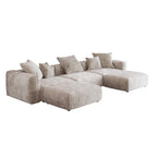 Canapé d'angle modulable 141,73, canapé en velours côtelé en forme de U avec poufs