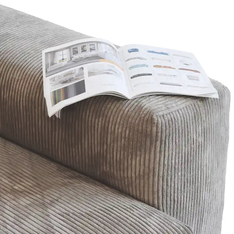 Canapé d'angle modulable 141,73, canapé en velours côtelé en forme de U avec poufs