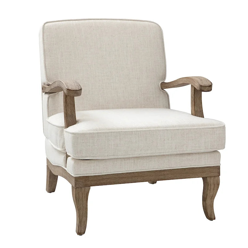 Fauteuil Rinaldo Farmhouse en polyester avec dossier et coussin confortables par HULALA HOME
