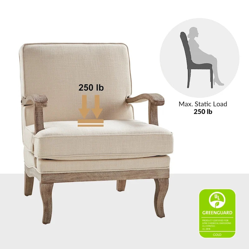 Fauteuil Rinaldo Farmhouse en polyester avec dossier et coussin confortables par HULALA HOME