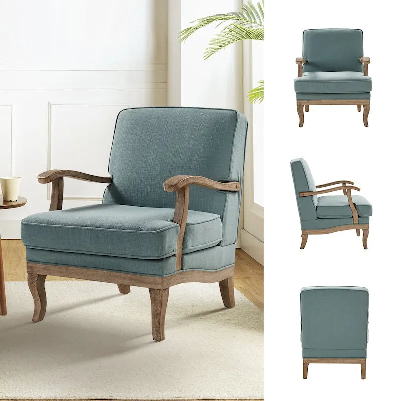 Fauteuil Rinaldo Farmhouse en polyester avec dossier et coussin confortables par HULALA HOME