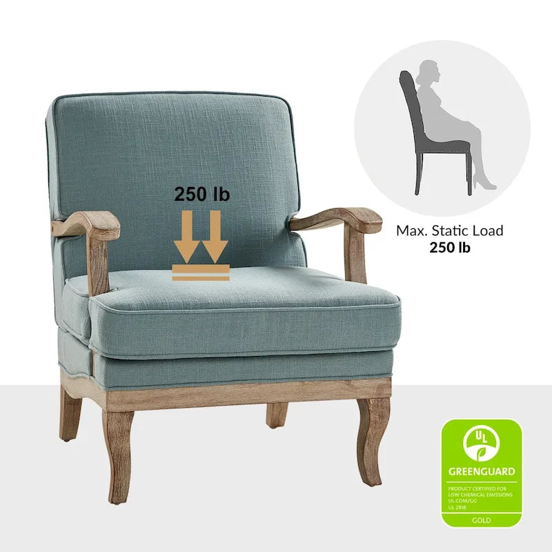 Fauteuil Rinaldo Farmhouse en polyester avec dossier et coussin confortables par HULALA HOME