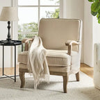 Fauteuil Rinaldo Farmhouse en polyester avec dossier et coussin confortables par HULALA HOME