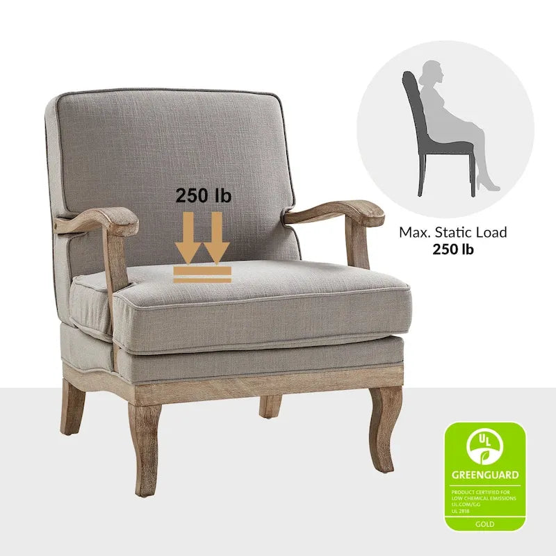 Fauteuil Rinaldo Farmhouse en polyester avec dossier et coussin confortables par HULALA HOME