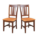 Chaises à dossier plat San Remo en bois massif d'International Concepts, lot de 2