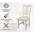 Chaises à dossier plat San Remo en bois massif d'International Concepts, lot de 2