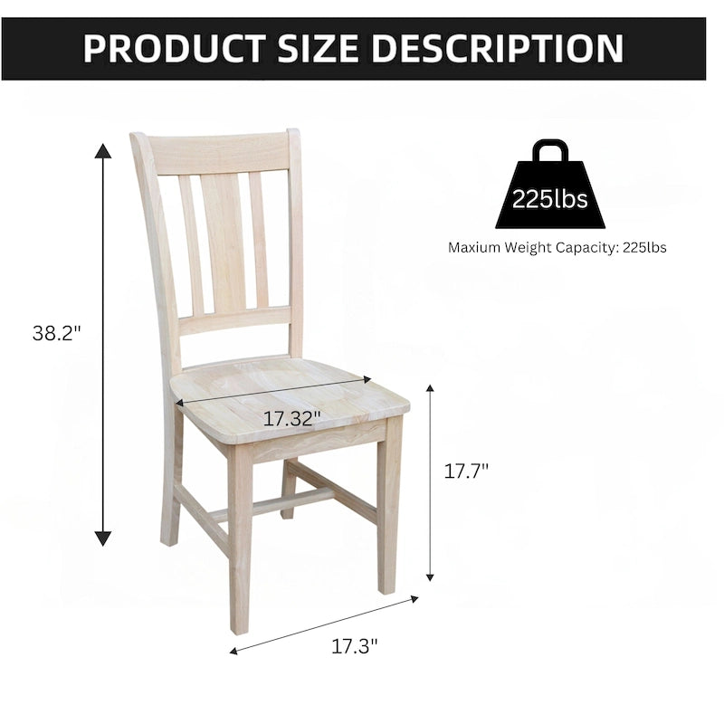 Chaises à dossier plat San Remo en bois massif d'International Concepts, lot de 2