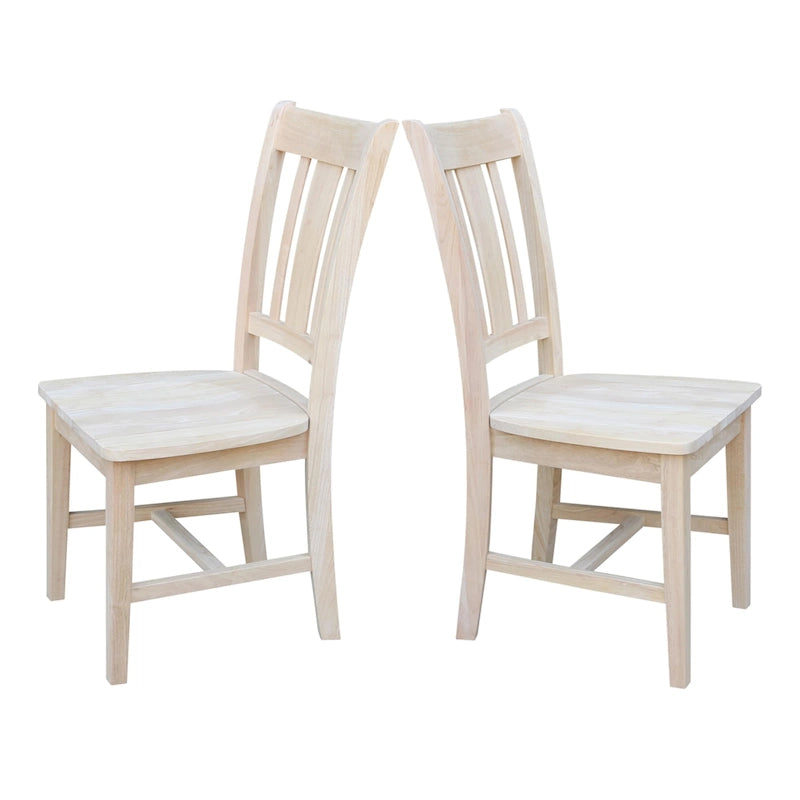 Chaises à dossier plat San Remo en bois massif d'International Concepts, lot de 2