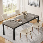Table à manger rectangulaire pour 6 à 8 personnes, 198 cm de long, idéale pour la cuisine ou le salon.