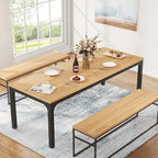 Table à manger rectangulaire pour 6 à 8 personnes, 198 cm de long, idéale pour la cuisine ou le salon.